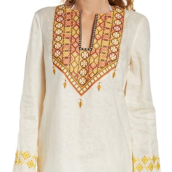 Tory Burch EMBROIDERED LINEN TUNIC - Picture 4 of 5